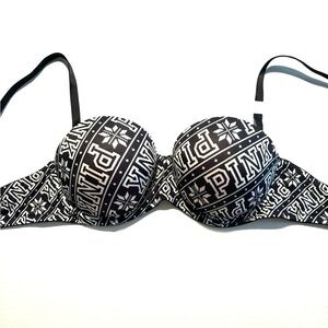 PINK Victoria’s Secret WearEverywhere push-up bra Multi Way Black White Logo 34D